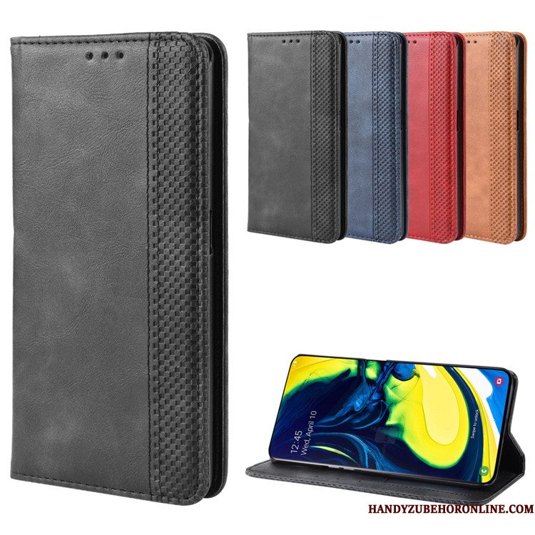 Hoesje Samsung Galaxy A80 Bescherming Rood Magneet Sluit, Hoes Samsung Galaxy A80 Folio