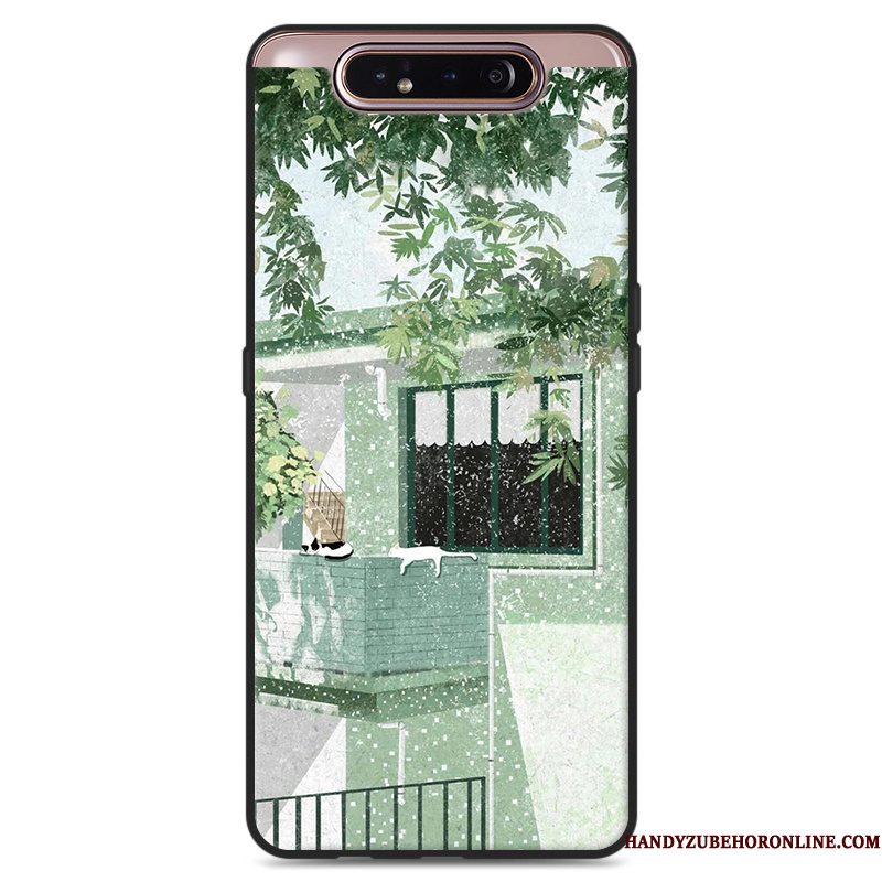 Hoesje Samsung Galaxy A80 Siliconen Hangertelefoon, Hoes Samsung Galaxy A80 Kunst Groen