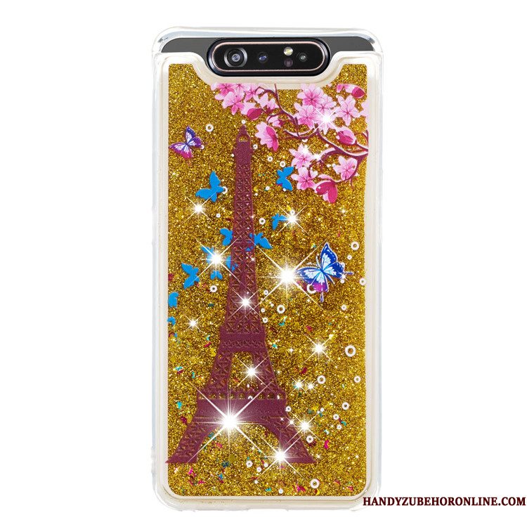 Hoesje Samsung Galaxy A80 Zacht Trend Goud, Hoes Samsung Galaxy A80 Zakken Hangertelefoon