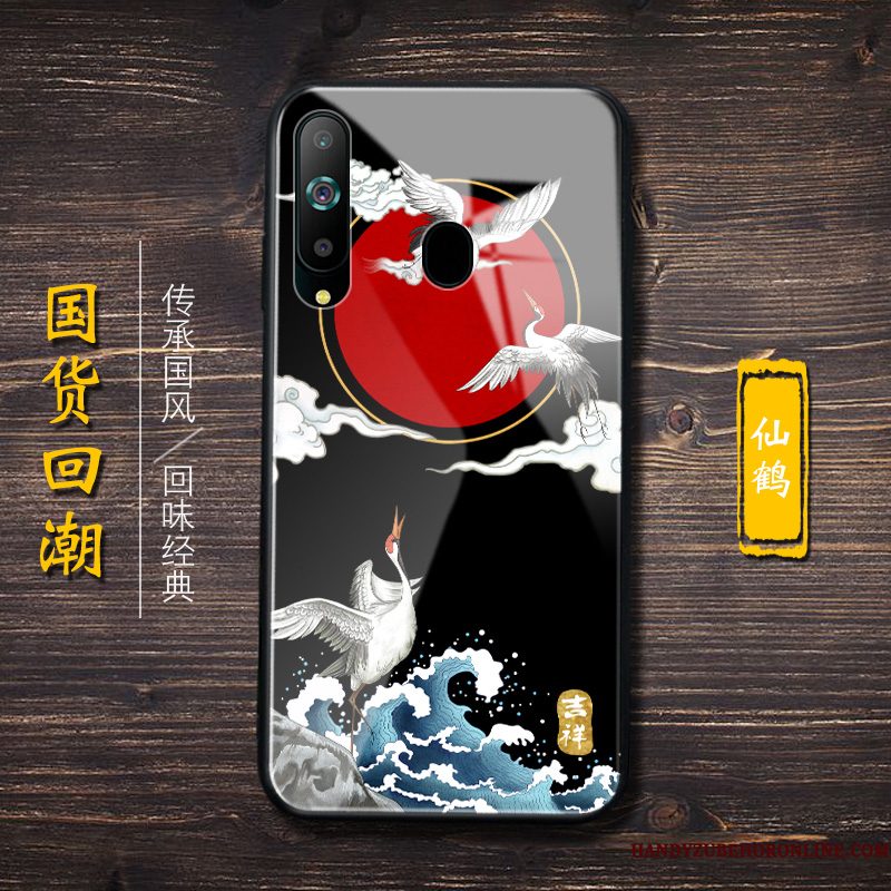 Hoesje Samsung Galaxy A8s Siliconen Trend Chinese Stijl, Hoes Samsung Galaxy A8s Scheppend Trendy Merk Zwart