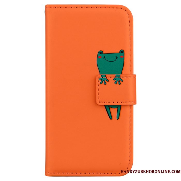 Hoesje Samsung Galaxy A90 5g Leer Oranje Anti-fall, Hoes Samsung Galaxy A90 5g Folio Telefoon