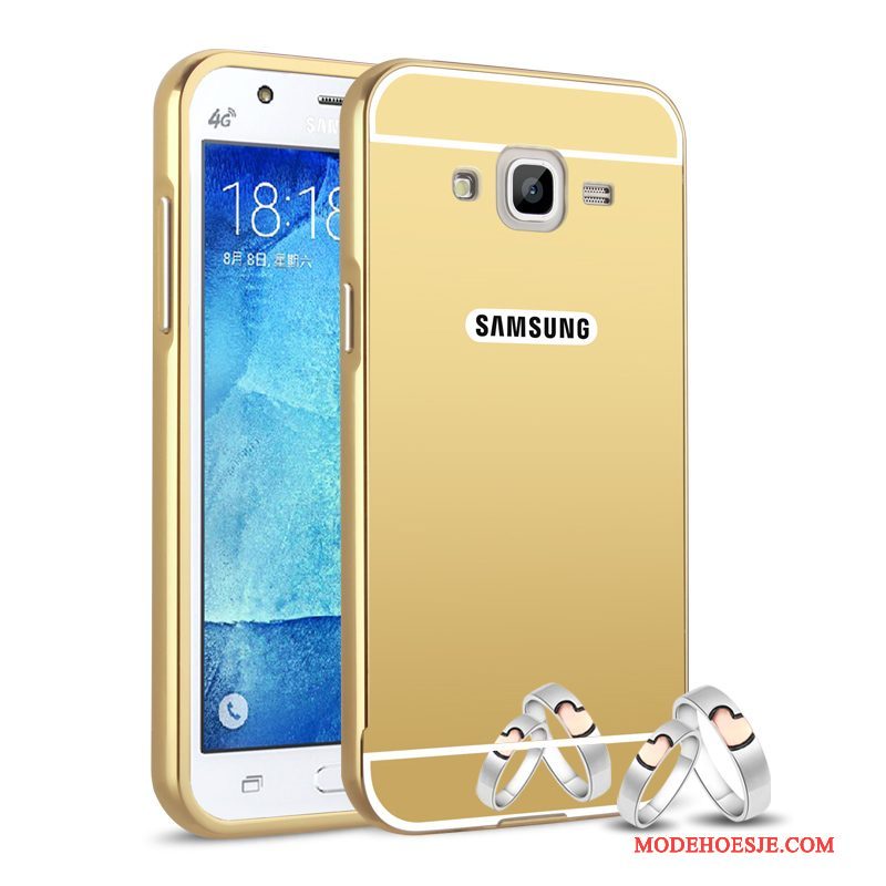 Hoesje Samsung Galaxy J3 2016 Metaal Anti-fall Omlijsting, Hoes Samsung Galaxy J3 2016 Bescherming Goudtelefoon