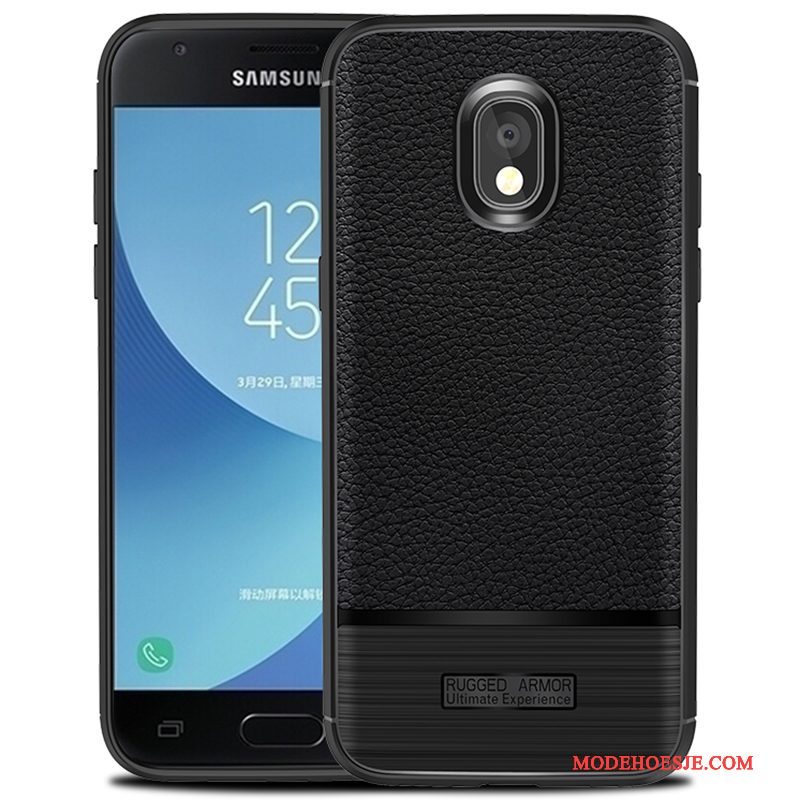 Hoesje Samsung Galaxy J3 2017 Siliconen Zwarttelefoon, Hoes Samsung Galaxy J3 2017 Zakken Anti-fall