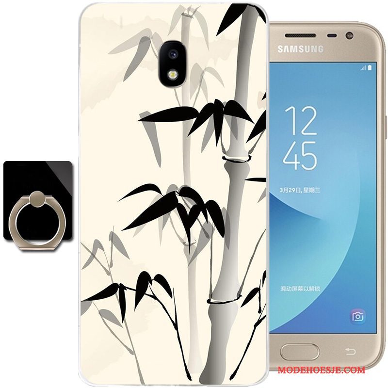 Hoesje Samsung Galaxy J3 2017 Zacht Zwart Chinese Stijl, Hoes Samsung Galaxy J3 2017 Bescherming Telefoon