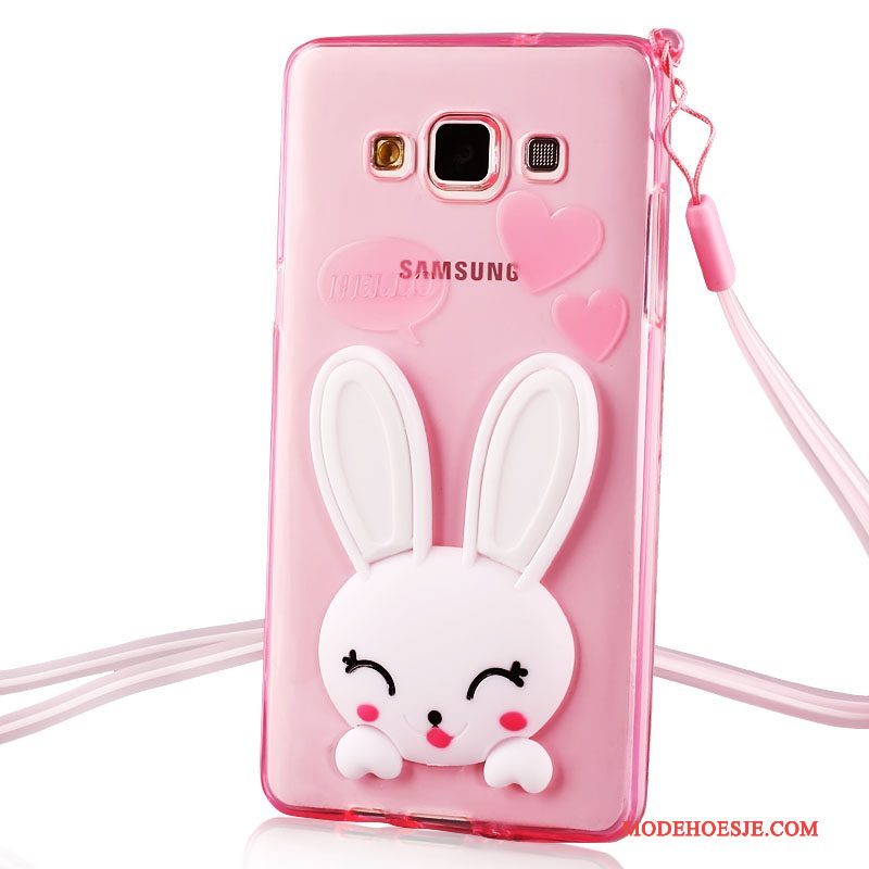 Hoesje Samsung Galaxy J7 2015 Zacht Hangertelefoon, Hoes Samsung Galaxy J7 2015 Spotprent Doorzichtig Roze