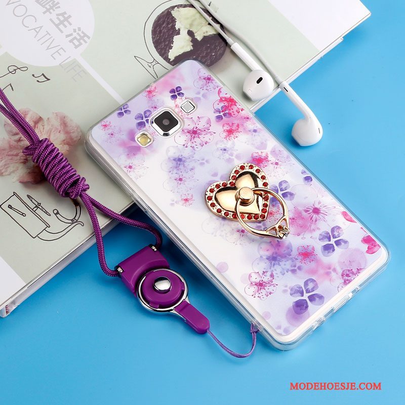 Hoesje Samsung Galaxy J7 2015 Zacht Purper Anti-fall, Hoes Samsung Galaxy J7 2015 Siliconen Telefoon