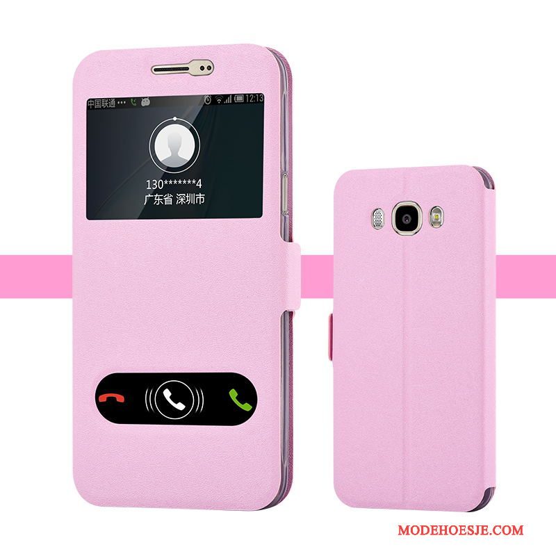 Hoesje Samsung Galaxy J7 2016 Bescherming Telefoon Trend, Hoes Samsung Galaxy J7 2016 Leer Roze