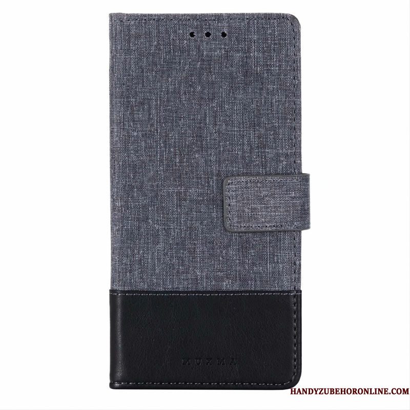 Hoesje Samsung Galaxy M30s Leer Patroon Doek, Hoes Samsung Galaxy M30s Folio Telefoon Grijs