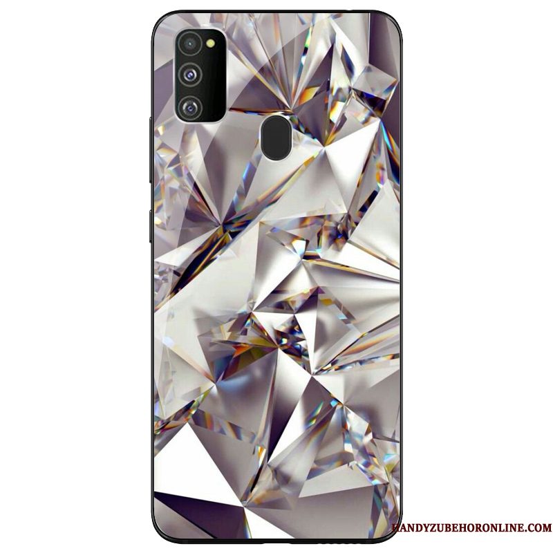 Hoesje Samsung Galaxy M30s Siliconen Persoonlijk Zilver, Hoes Samsung Galaxy M30s Zakken Anti-fall Glas