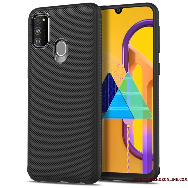 Hoesje Samsung Galaxy M30s Siliconen Zwart Trend, Hoes Samsung Galaxy M30s Zacht Skärmskydd Anti-fall