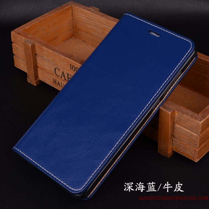Hoesje Samsung Galaxy Note 10 Bescherming Anti-falltelefoon, Hoes Samsung Galaxy Note 10 Leer Blauw