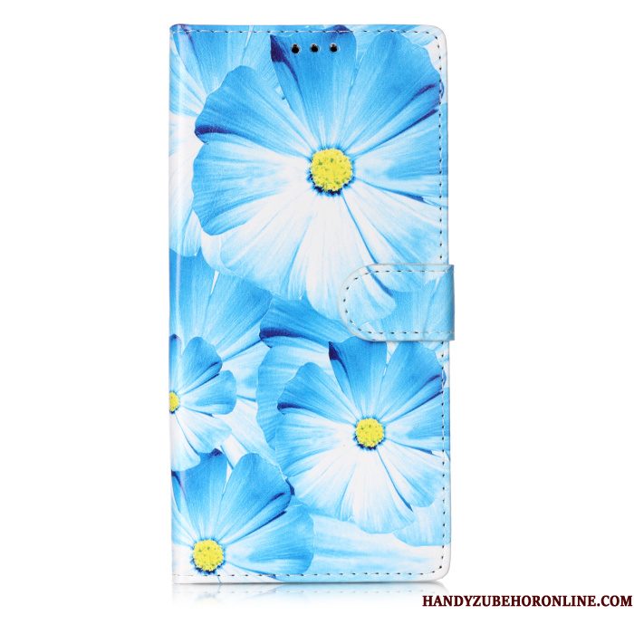 Hoesje Samsung Galaxy Note 10 Folio Grote Blauw, Hoes Samsung Galaxy Note 10 Leer Telefoon Anti-fall