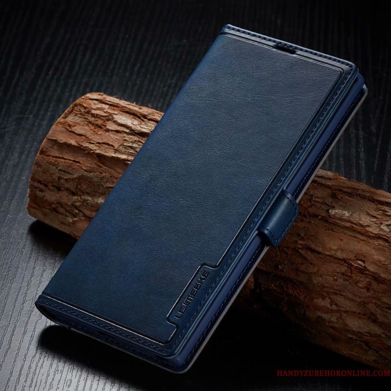 Hoesje Samsung Galaxy Note 10 Leer Trend Bedrijf, Hoes Samsung Galaxy Note 10 Folio Blauwtelefoon