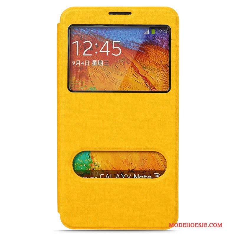 Hoesje Samsung Galaxy Note 3 Bescherming Eenvoudige Anti-fall, Hoes Samsung Galaxy Note 3 Leer Geeltelefoon