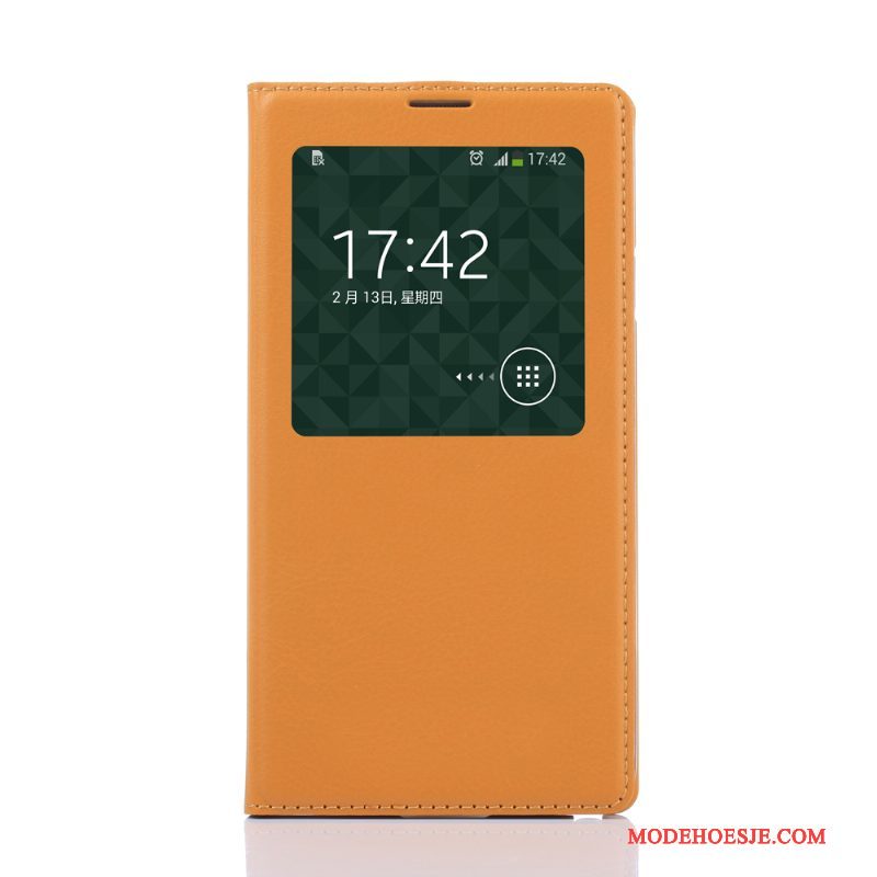 Hoesje Samsung Galaxy Note 3 Bescherming Oranje Geel, Hoes Samsung Galaxy Note 3 Leer Telefoon