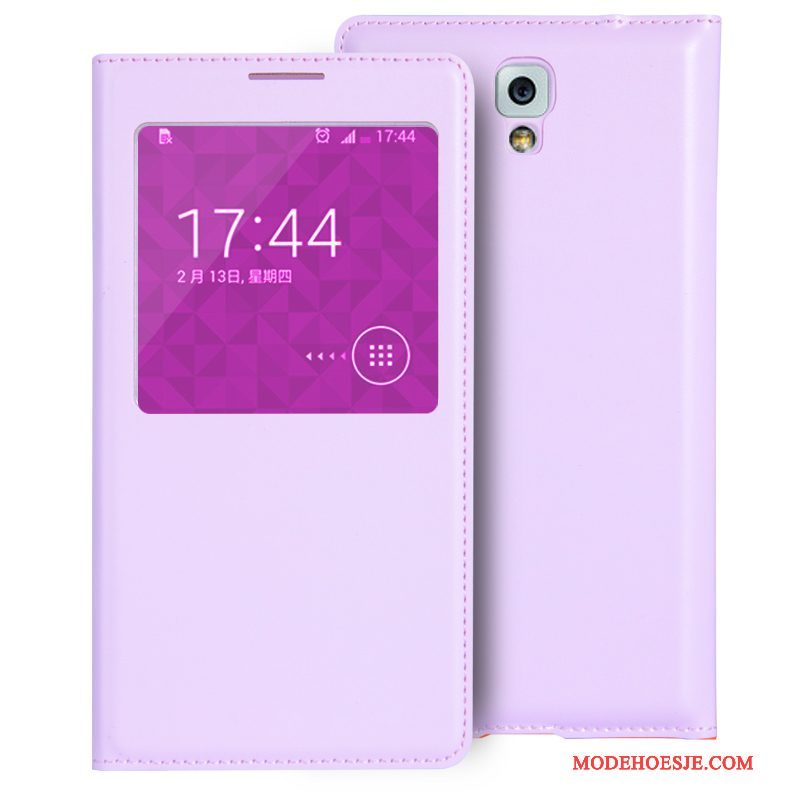 Hoesje Samsung Galaxy Note 3 Folio Purpertelefoon, Hoes Samsung Galaxy Note 3 Leer Mini