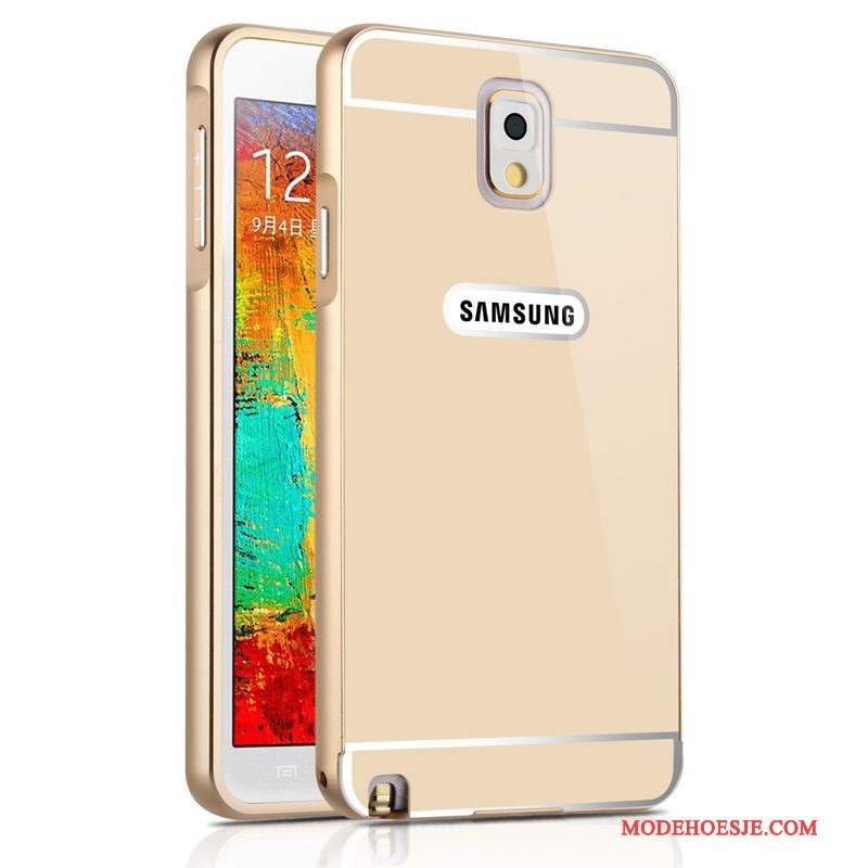 Hoesje Samsung Galaxy Note 3 Metaal Nieuwtelefoon, Hoes Samsung Galaxy Note 3 Bescherming Spiegel Goud