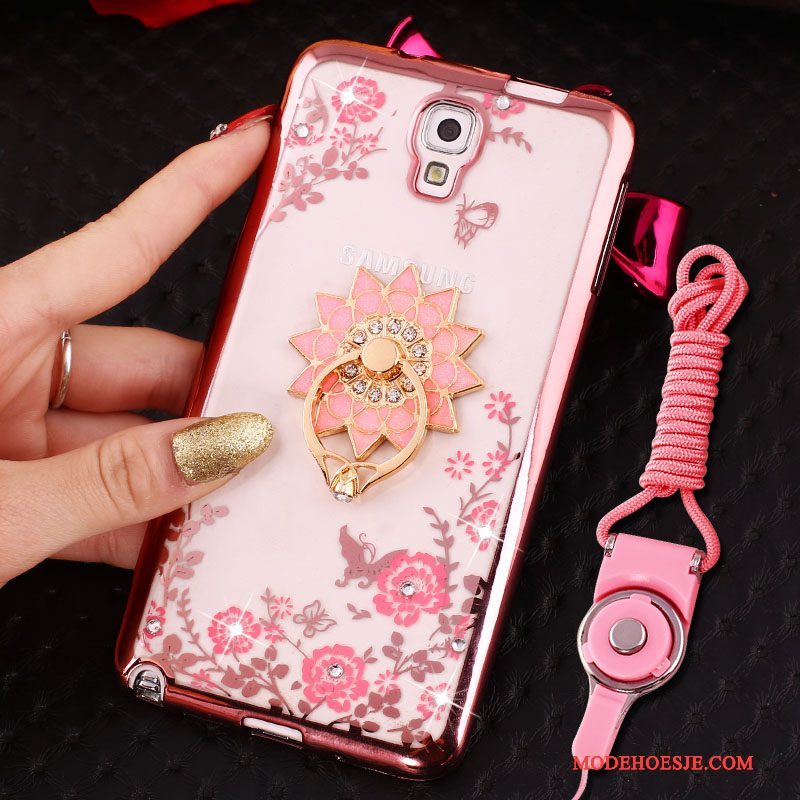 Hoesje Samsung Galaxy Note 3 Siliconen Telefoon Hanger, Hoes Samsung Galaxy Note 3 Bescherming Roze Ring