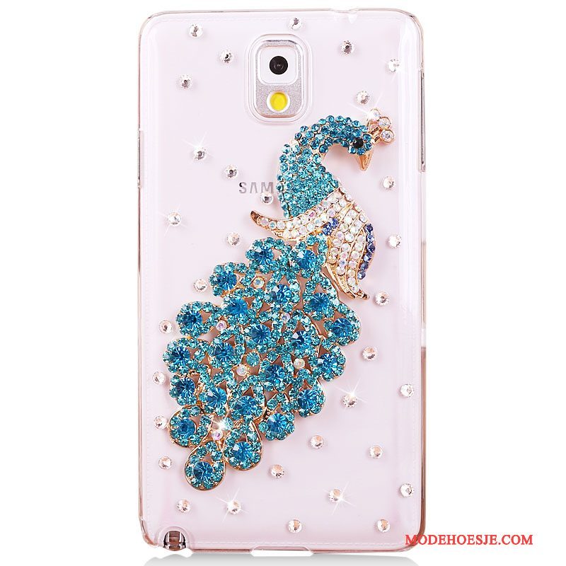 Hoesje Samsung Galaxy Note 3 Strass Telefoon Blauw, Hoes Samsung Galaxy Note 3 Bescherming Trend