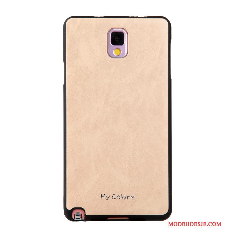 Hoesje Samsung Galaxy Note 3 Zacht Telefoon Bedrijf, Hoes Samsung Galaxy Note 3 Leer Khaki