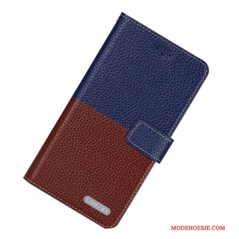 Hoesje Samsung Galaxy Note 4 Bescherming Telefoon Eenvoudige, Hoes Samsung Galaxy Note 4 Folio Anti-fall Donkerblauw