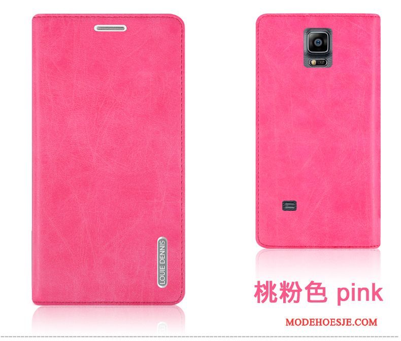 Hoesje Samsung Galaxy Note 4 Leer Telefoon Rood, Hoes Samsung Galaxy Note 4 Bescherming Duurzaam