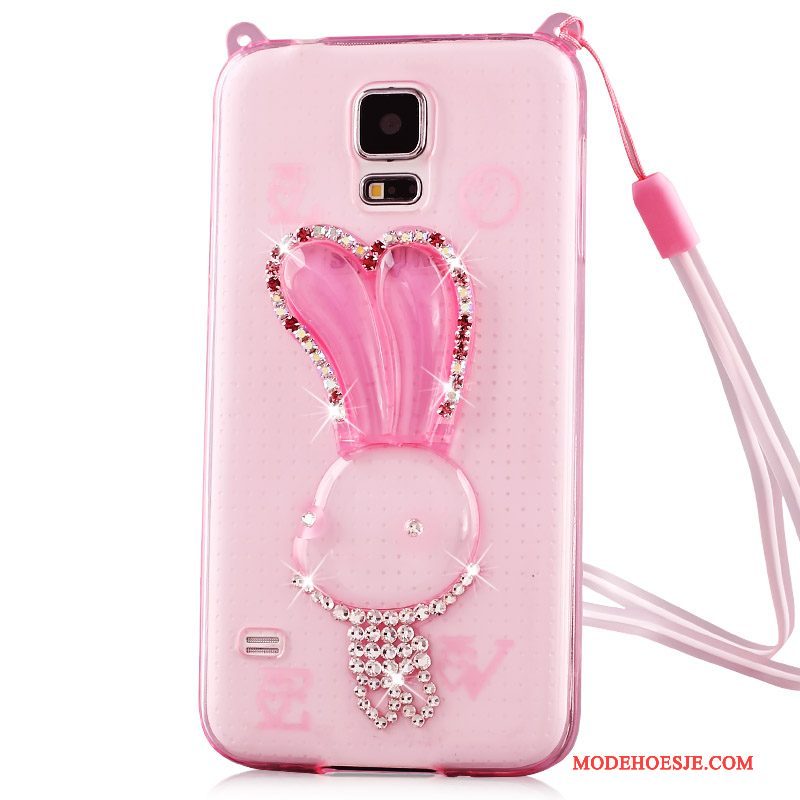 Hoesje Samsung Galaxy Note 4 Siliconen Doorzichtig Roze, Hoes Samsung Galaxy Note 4 Strass Hangertelefoon