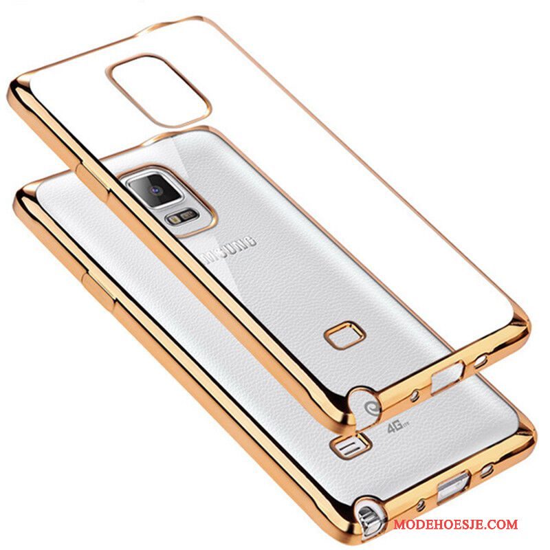 Hoesje Samsung Galaxy Note 4 Zacht Doorzichtigtelefoon, Hoes Samsung Galaxy Note 4 Bescherming Anti-fall Goud