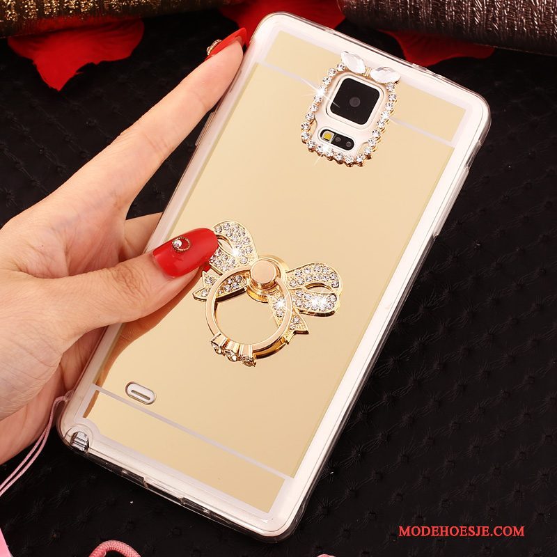 Hoesje Samsung Galaxy Note 4 Zacht Telefoon Goud, Hoes Samsung Galaxy Note 4 Bescherming Ring Hanger