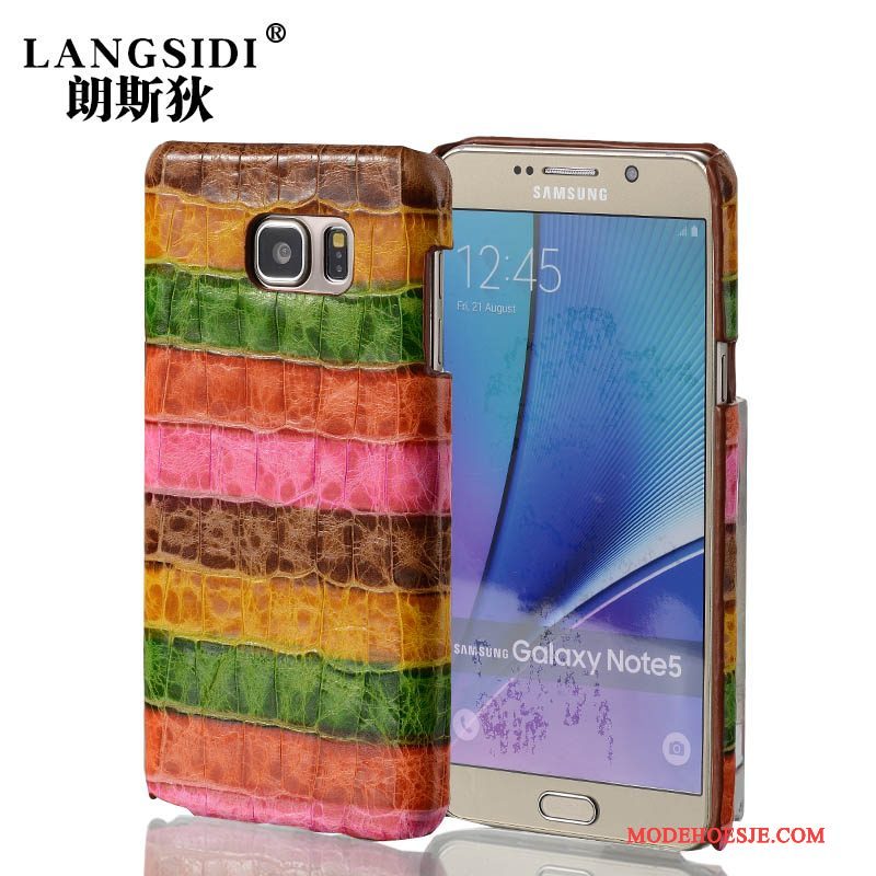 Hoesje Samsung Galaxy Note 5 Leer Achterkleptelefoon, Hoes Samsung Galaxy Note 5 Kleur