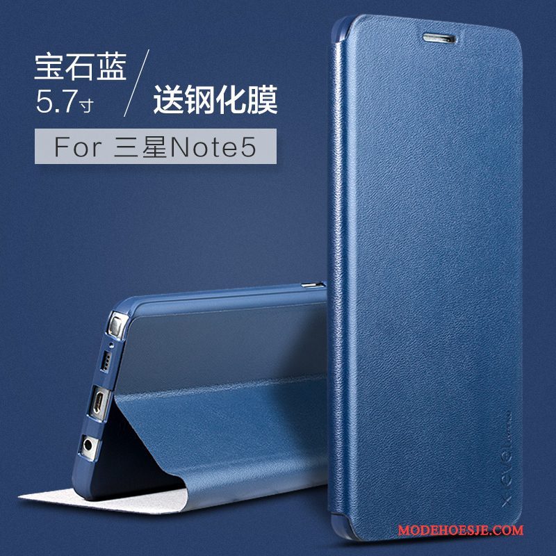 Hoesje Samsung Galaxy Note 5 Leer Groen Kaart, Hoes Samsung Galaxy Note 5 Bescherming Anti-falltelefoon