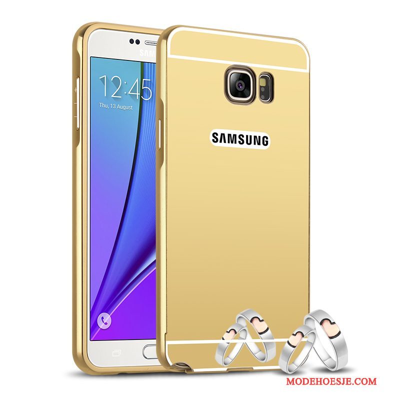Hoesje Samsung Galaxy Note 5 Metaal Goud Achterklep, Hoes Samsung Galaxy Note 5 Bescherming Telefoon Omlijsting