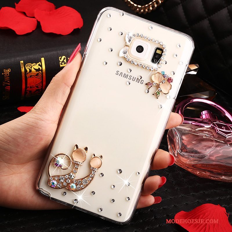 Hoesje Samsung Galaxy Note 5 Strass Anti-falltelefoon, Hoes Samsung Galaxy Note 5 Bescherming Wit Doorzichtig