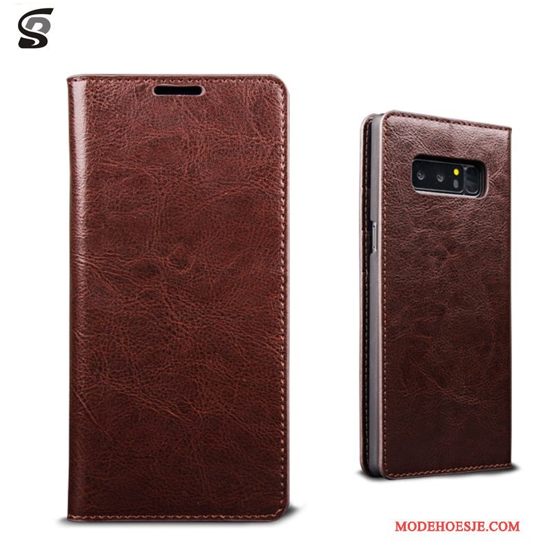 Hoesje Samsung Galaxy Note 8 Folio Anti-falltelefoon, Hoes Samsung Galaxy Note 8 Leer