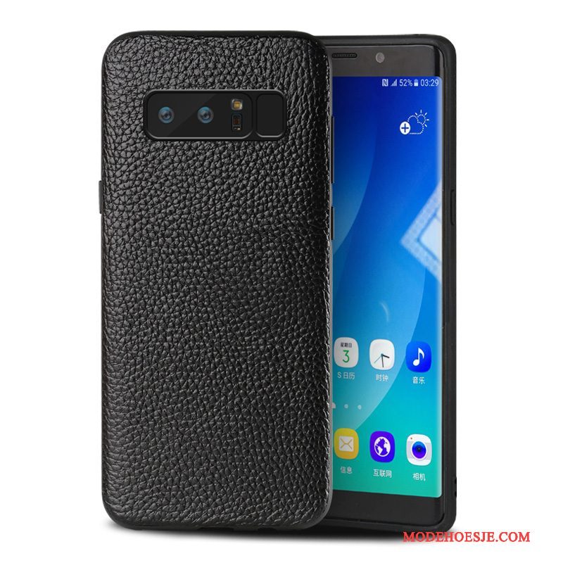 Hoesje Samsung Galaxy Note 8 Leer Anti-fall Zwart, Hoes Samsung Galaxy Note 8 Scheppend Nieuwtelefoon