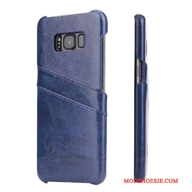 Hoesje Samsung Galaxy Note 8 Leer Blauwtelefoon, Hoes Samsung Galaxy Note 8 Bescherming Kaart Achterklep