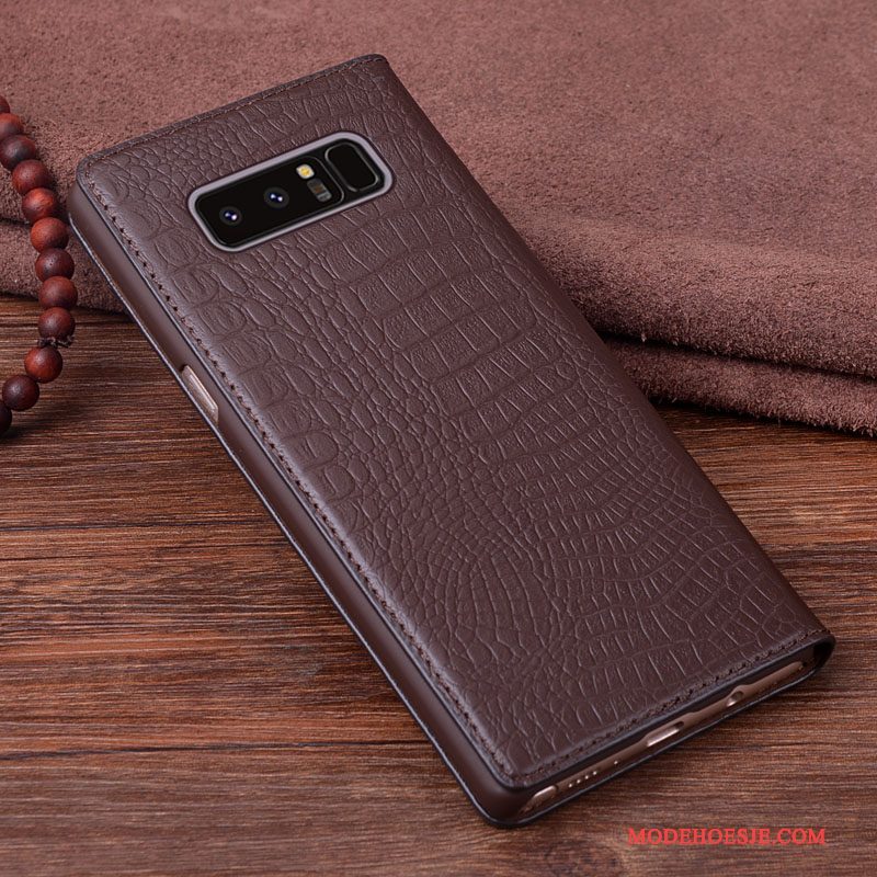 Hoesje Samsung Galaxy Note 8 Leer Bruintelefoon, Hoes Samsung Galaxy Note 8 Bescherming