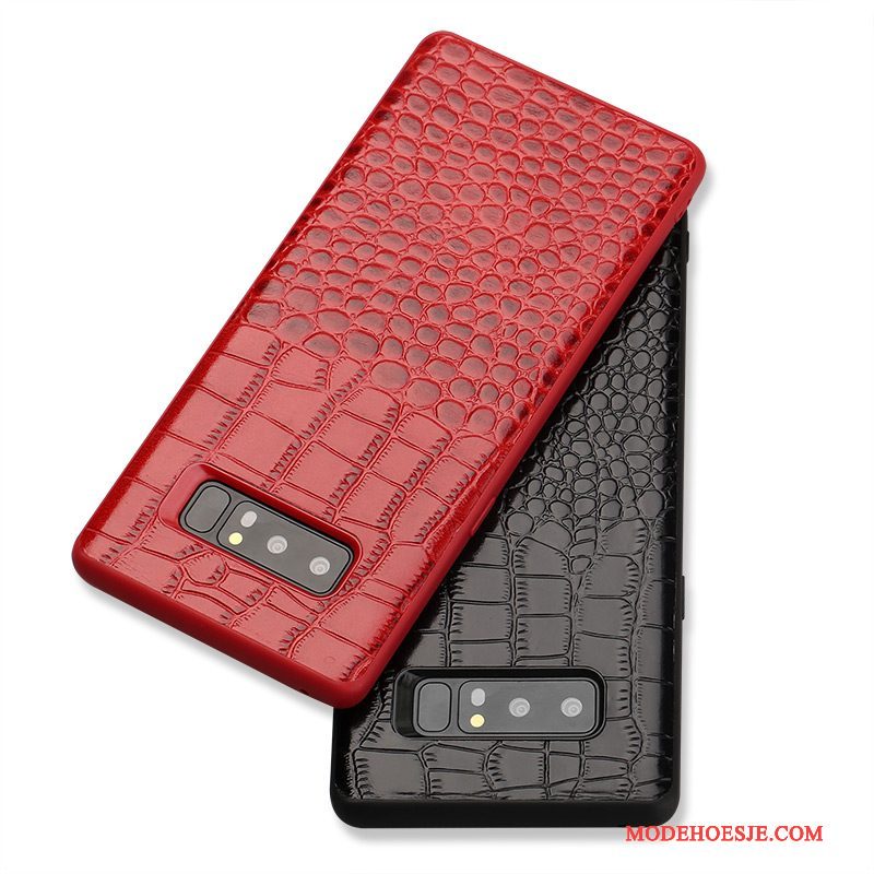 Hoesje Samsung Galaxy Note 8 Leer Duntelefoon, Hoes Samsung Galaxy Note 8 Zakken Rood Anti-fall