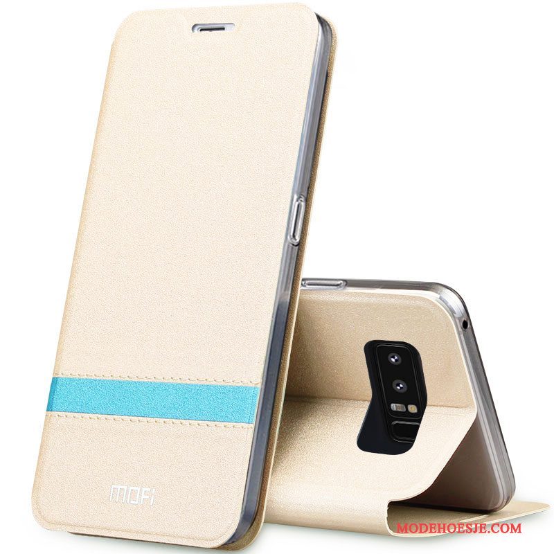 Hoesje Samsung Galaxy Note 8 Leer Telefoon Anti-fall, Hoes Samsung Galaxy Note 8 Folio Trend Goud