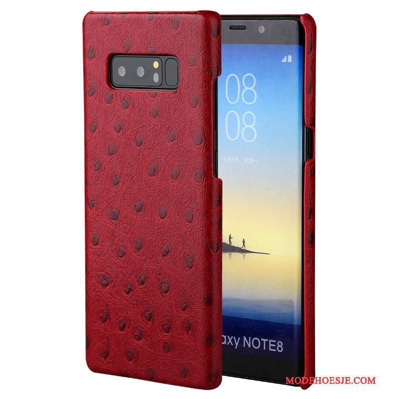 Hoesje Samsung Galaxy Note 8 Leer Trend Anti-fall, Hoes Samsung Galaxy Note 8 Luxe Telefoon Wijnrood