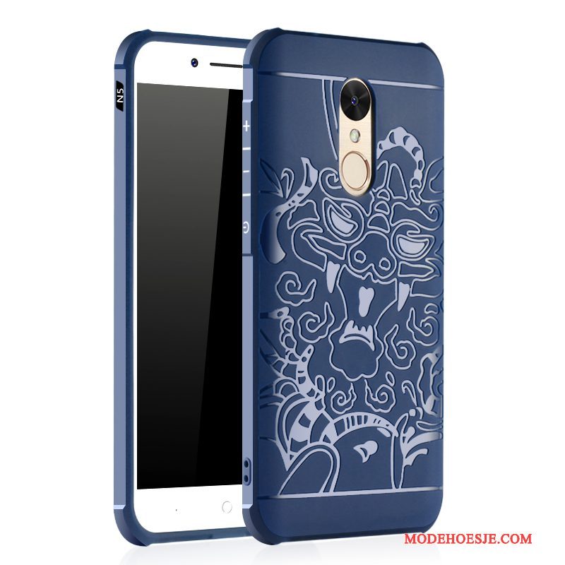 Hoesje Samsung Galaxy Note 8 Reliëf Anti-fall Schrobben, Hoes Samsung Galaxy Note 8 Zacht Gasbag Donkerblauw