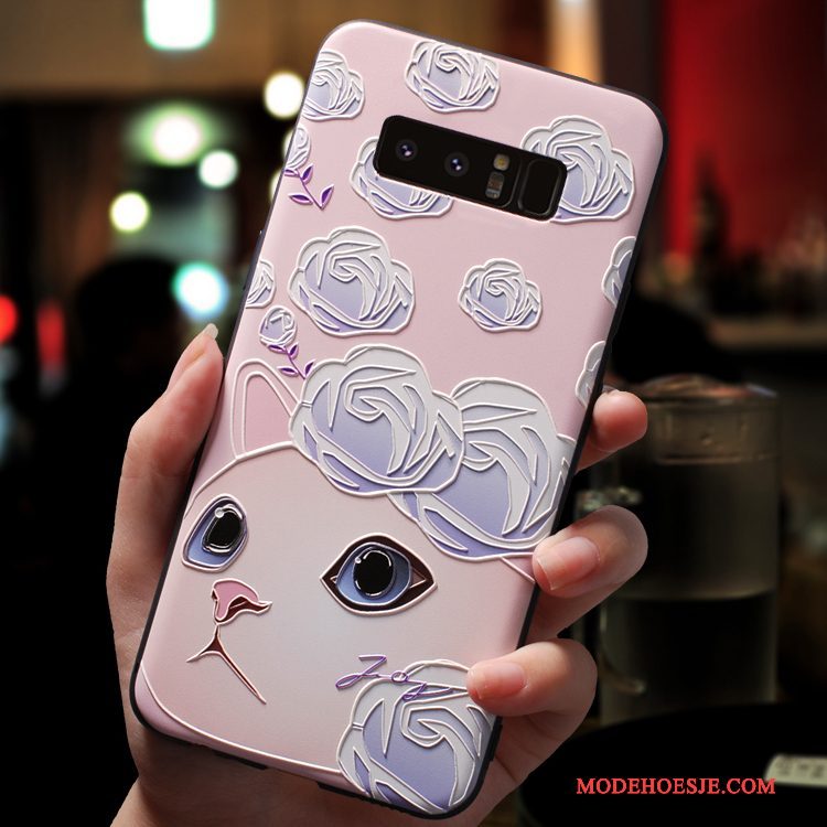 Hoesje Samsung Galaxy Note 8 Siliconen Anti-fall Mooie, Hoes Samsung Galaxy Note 8 Zacht Dun Roze