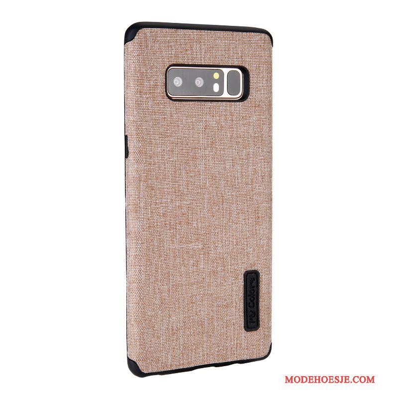 Hoesje Samsung Galaxy Note 8 Zacht Doek Anti-fall, Hoes Samsung Galaxy Note 8 Bescherming Khakitelefoon