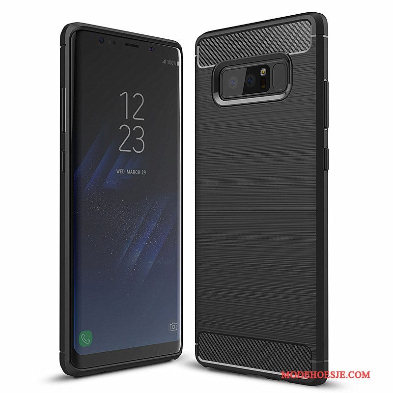 Hoesje Samsung Galaxy Note 8 Zacht Fiber Zwart, Hoes Samsung Galaxy Note 8 Bescherming Telefoon