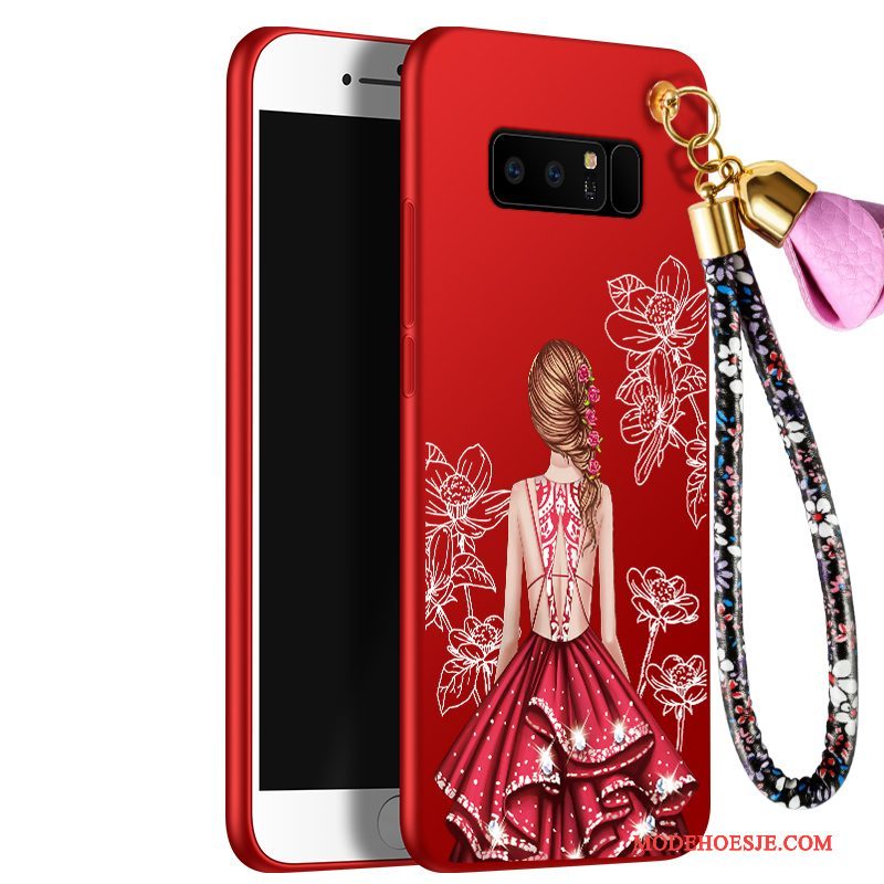 Hoesje Samsung Galaxy Note 8 Zacht Schrobben Trend, Hoes Samsung Galaxy Note 8 Bescherming Rood Grote