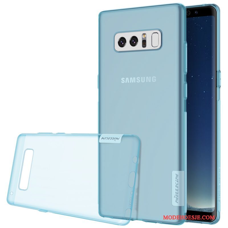 Hoesje Samsung Galaxy Note 8 Zakken Telefoon Blauw, Hoes Samsung Galaxy Note 8 Bescherming Doorzichtig Goud