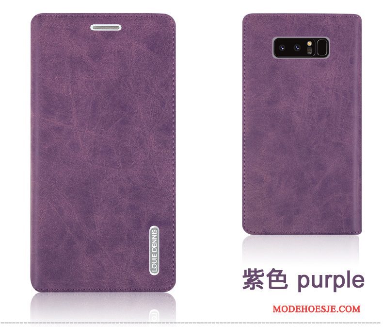 Hoesje Samsung Galaxy Note 8 Zakken Telefoon Purper, Hoes Samsung Galaxy Note 8 Leer