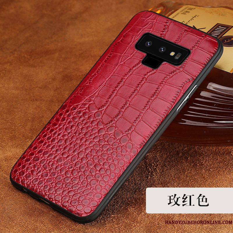 Hoesje Samsung Galaxy Note 9 Bescherming Telefoon Bedrijf, Hoes Samsung Galaxy Note 9 Leer Anti-fall Rood