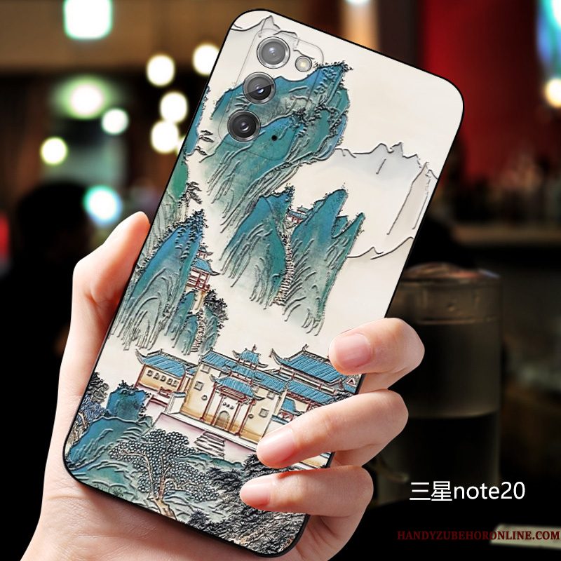 Hoesje Samsung Galaxy Note20 Siliconen Pas Schrobben, Hoes Samsung Galaxy Note20 Zakken Dun Chinese Stijl