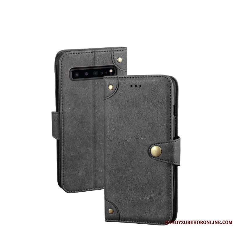 Hoesje Samsung Galaxy S10 5g Folio Kaarttelefoon, Hoes Samsung Galaxy S10 5g Leer Zwart